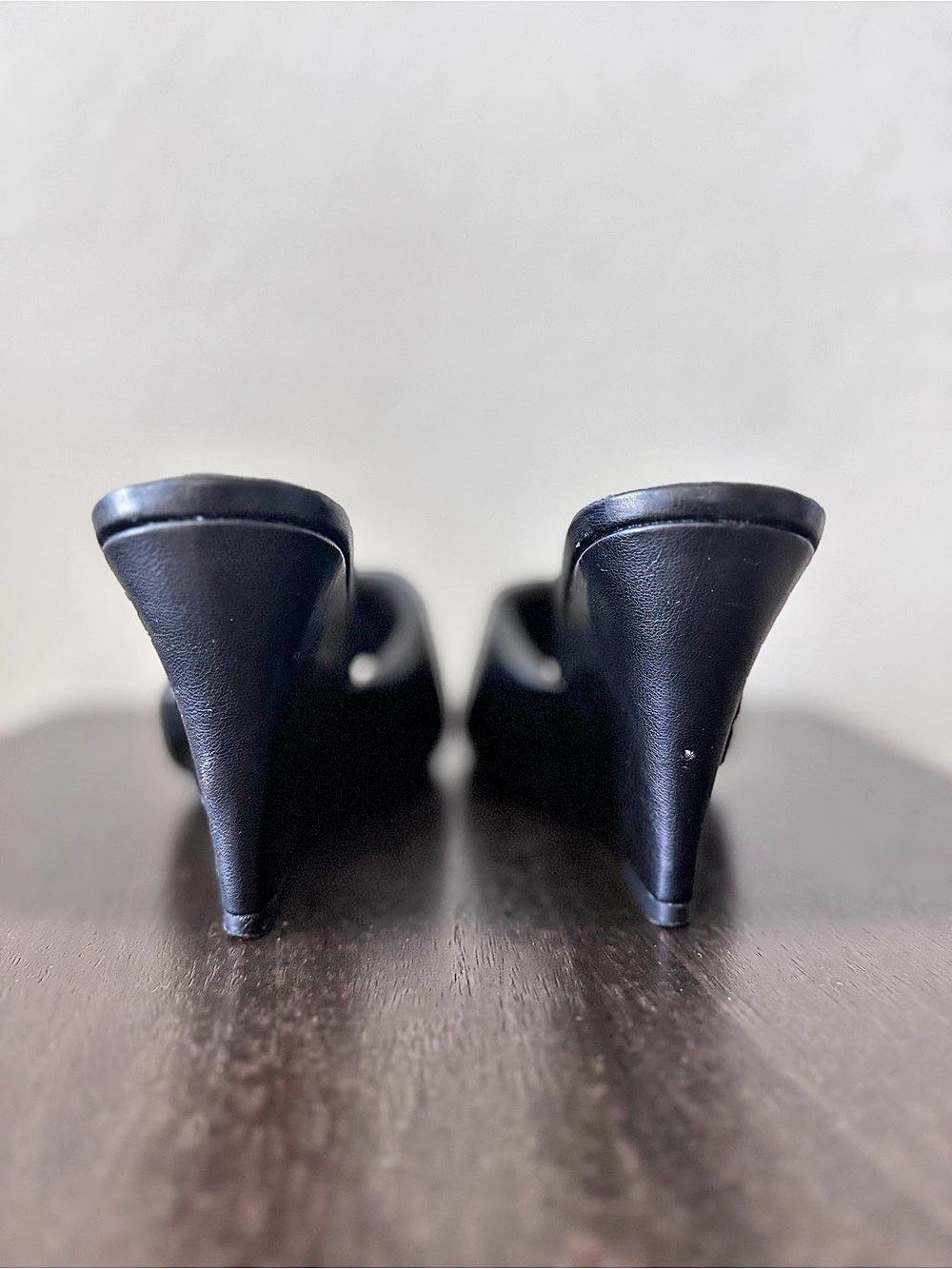 Black Wedge Mule Heels - Picture 6 of 6